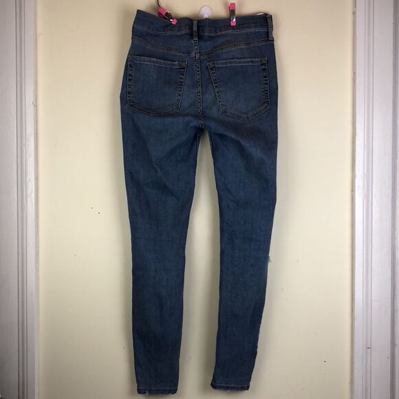 Urban Outfitters Free People High Rise Busted Knee Skinny Fit Blue Jeans - W 26 - Picture 2 of 15